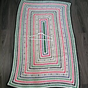 Unbranded Multicolor Hand Crochet Granny Rectangle Shape Throw Blanket